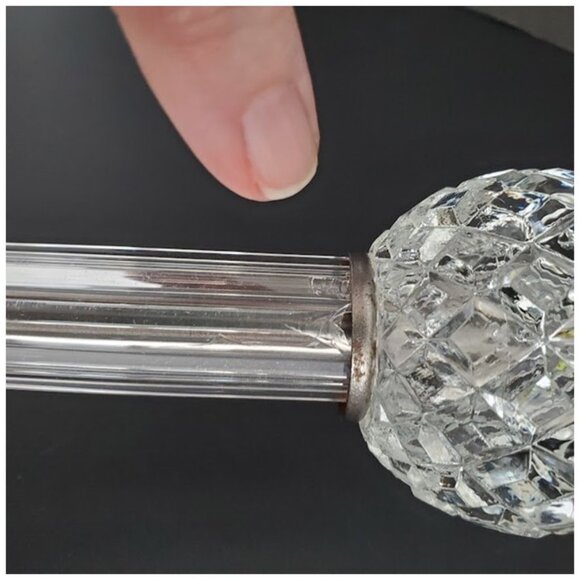 Mid-Century Hobnail Clear Glass Stacked 13" Candlestick Lamp Vintage Antique - Picture 8 of 9